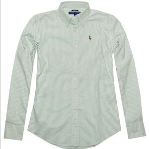 Women's Slim Fit Stripe Oxford Button